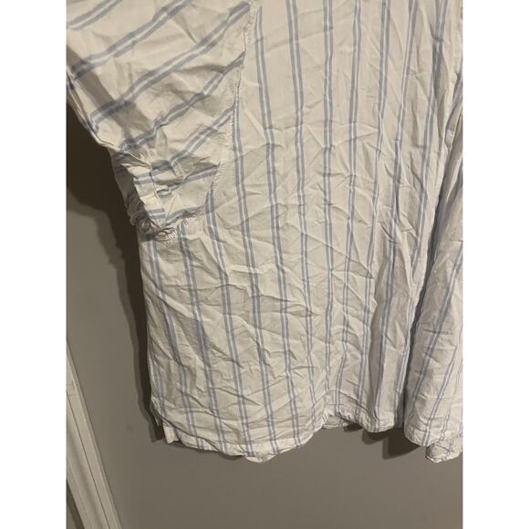 Ava & Viv 3X Oversized Shirt‎ No Gap Button-Up Top Striped Blouse Plus Size Blue - Picture 5 of 8